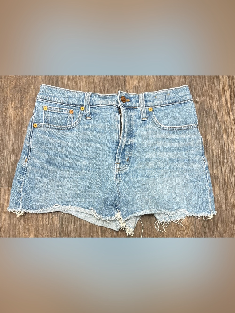 Madewell The Perfect Jean Short Size 28 Light Wash Raw Hem Denim Shorts